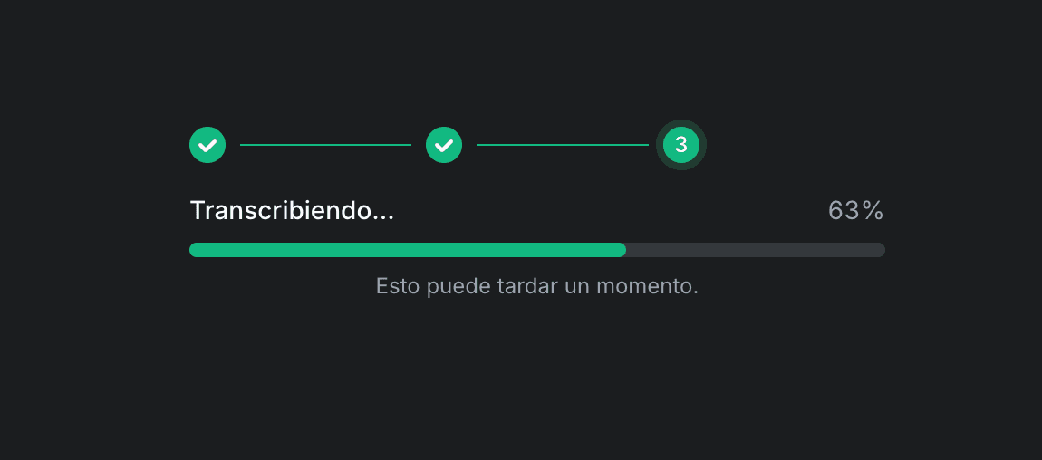 TranscribeGo showing transcription in progress with a progress indicator
