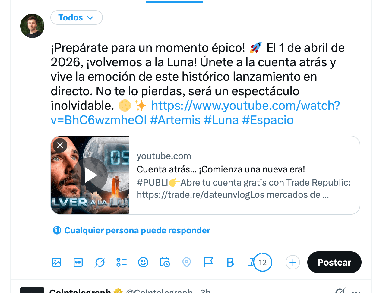 The finished post published on Twitter/X